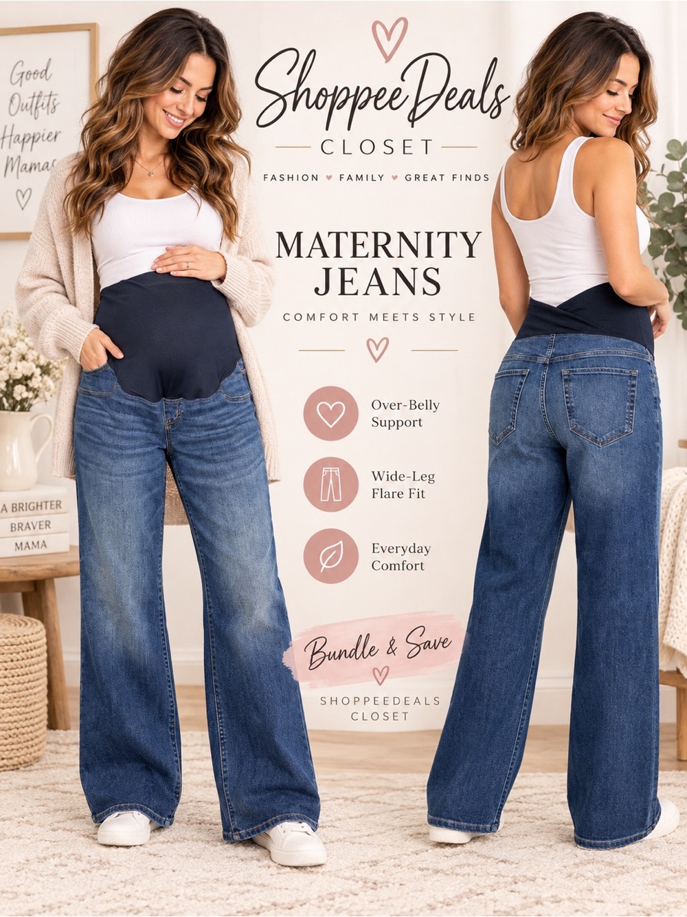 Women's Blue Maternity Skinny Bootcut Jeans